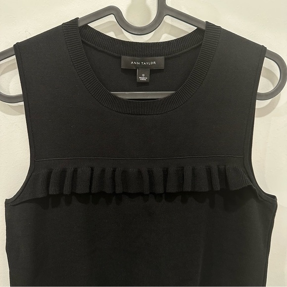 Ann Taylor Ruffle Knit Black Top - Picture 3 of 11